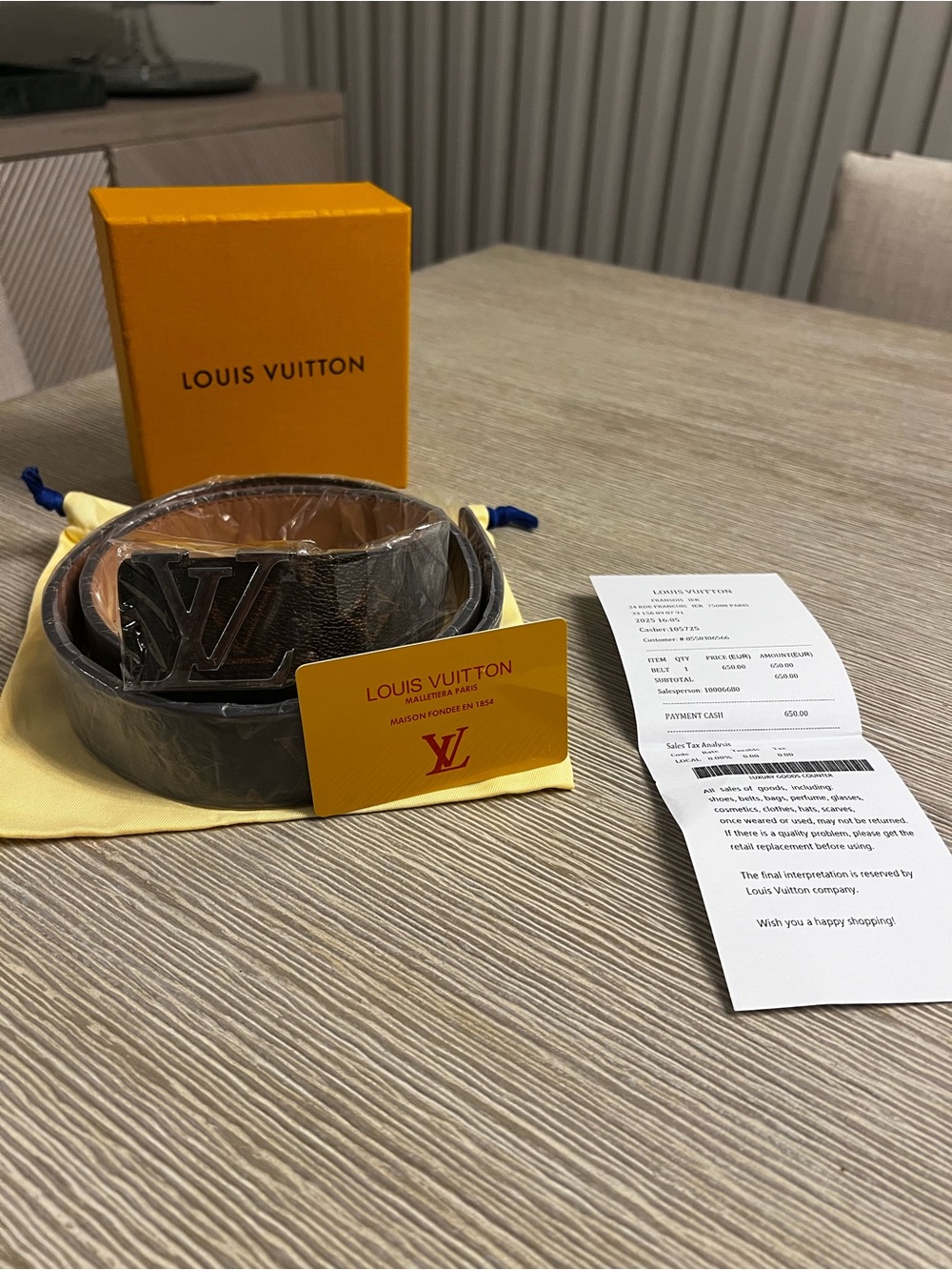 Louis Vuitton Dark Brown Monogram Leather Belt with Silver LV Buckle